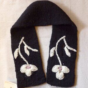 NWT Vintage Brooklyn Handknit Black Wool Scarf